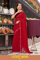 Kayaan Latest News Simmer Chiffon Saree 8 Pcs Set Wholesale - Fancy Designer Sarees – M.R. Saree Emporium