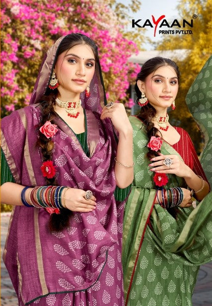 Kayaan Salsa Vol-38 Cotton Saree 8 Pcs Set with Lace Border - M.R. Saree Emporium
