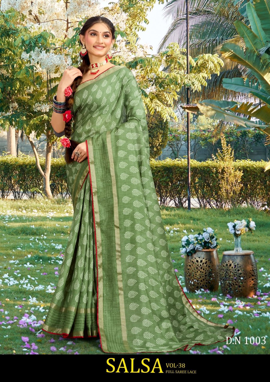 Kayaan Salsa Vol-38 Cotton Saree 8 Pcs Set with Lace Border - M.R. Saree Emporium