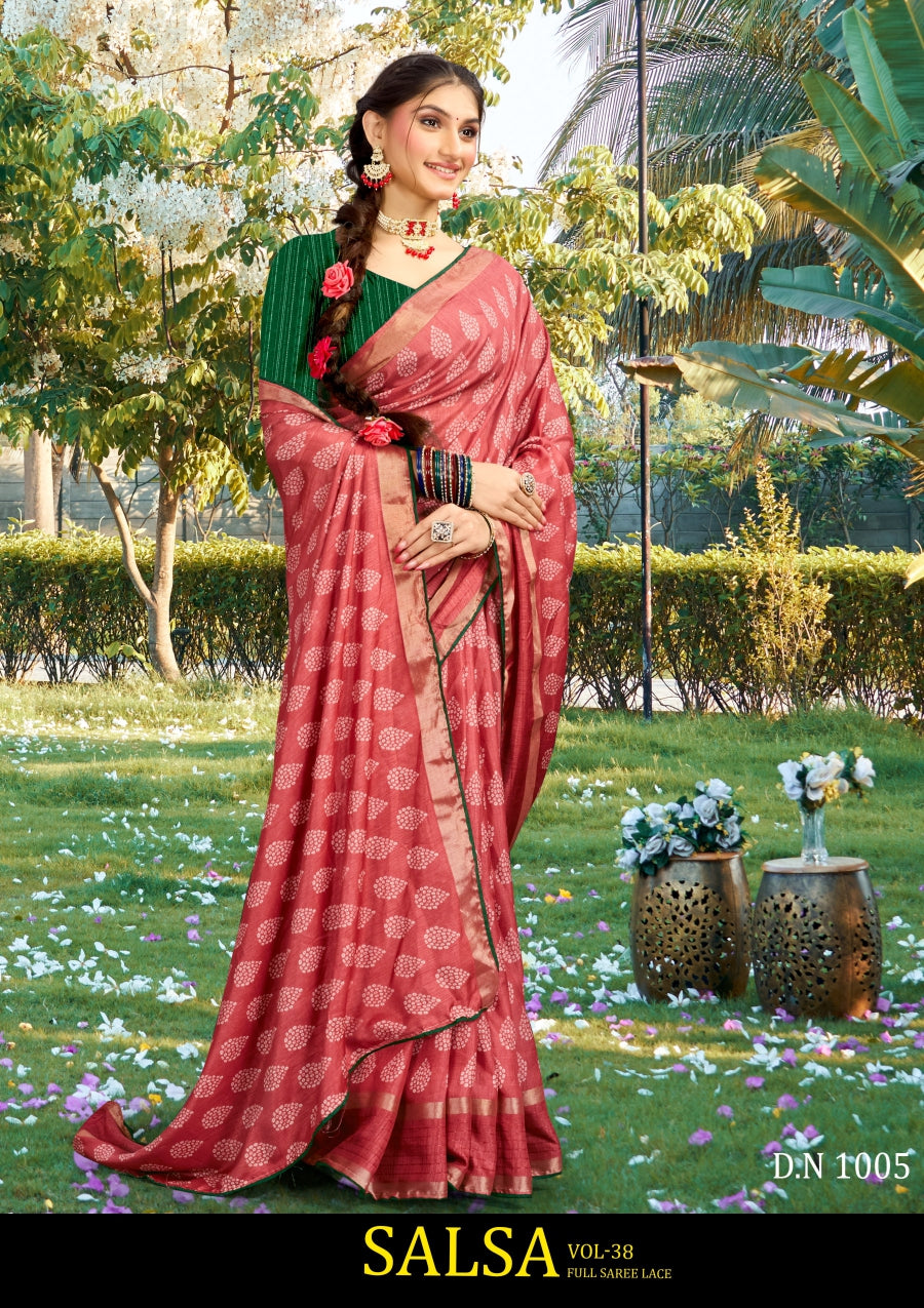 Kayaan Salsa Vol-38 Cotton Saree 8 Pcs Set with Lace Border - M.R. Saree Emporium