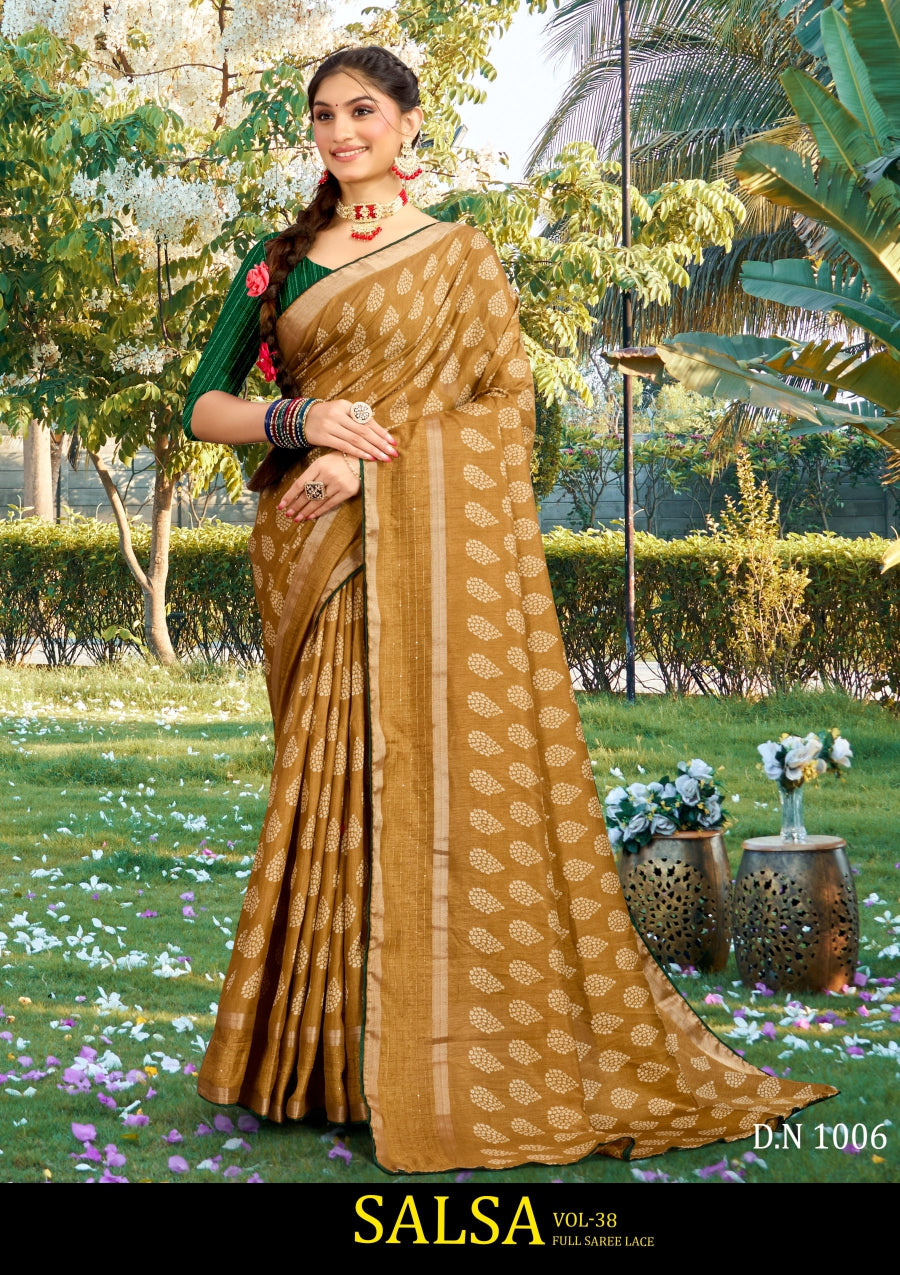 Kayaan Salsa Vol-38 Cotton Saree 8 Pcs Set with Lace Border - M.R. Saree Emporium
