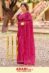 Kayaan White Adani Vol-02 Moss Georgette Saree – 8 PCS Set – M.R. Saree Emporium