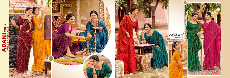 Kayaan White Adani Vol-02 Moss Georgette Saree – 8 PCS Set – M.R. Saree Emporium