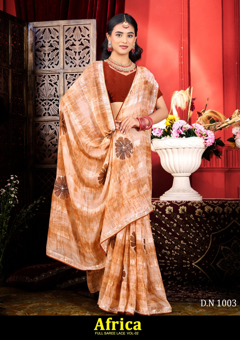 Kayaan Africa Vol-02 Simmar Chiffon Saree – 8 PCS Set – M.R. Saree Emporium