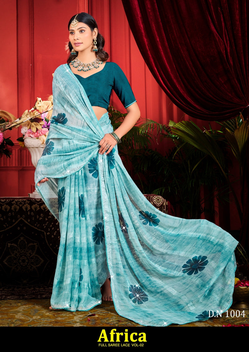 Kayaan Africa Vol-02 Simmar Chiffon Saree – 8 PCS Set – M.R. Saree Emporium
