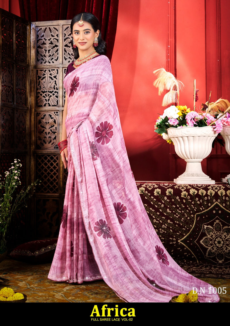 Kayaan Africa Vol-02 Simmar Chiffon Saree – 8 PCS Set – M.R. Saree Emporium