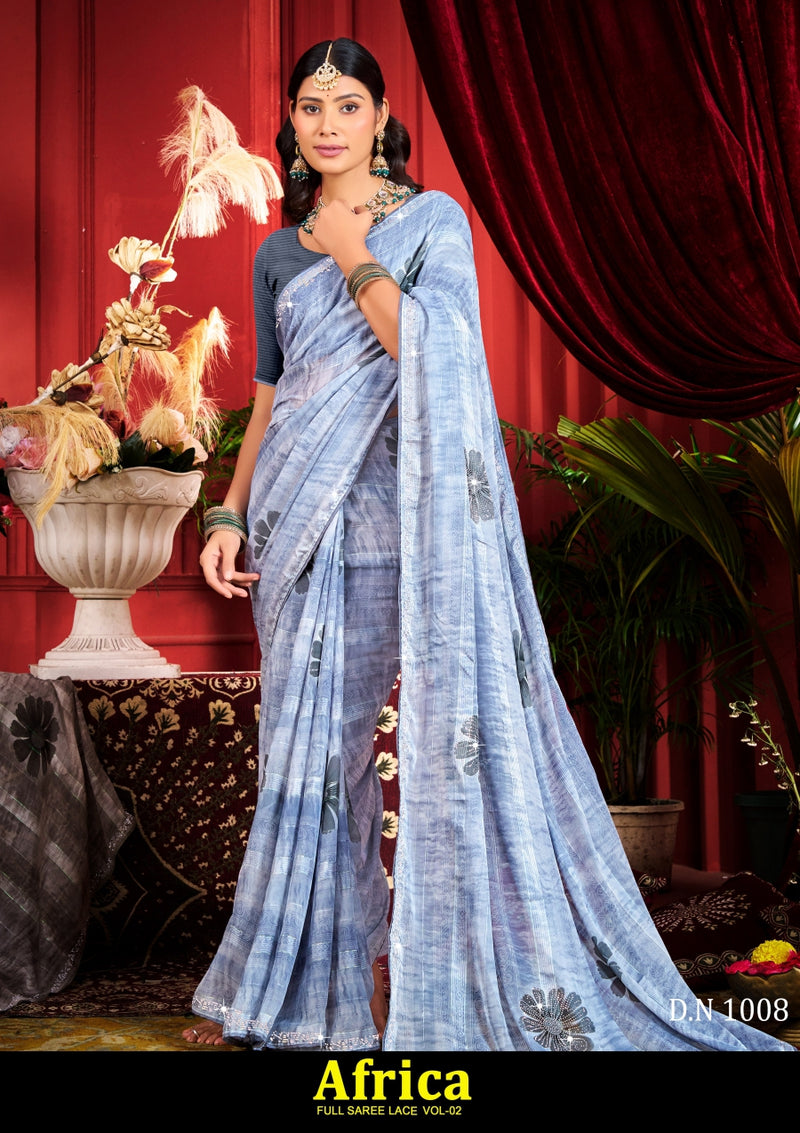 Kayaan Africa Vol-02 Simmar Chiffon Saree – 8 PCS Set – M.R. Saree Emporium