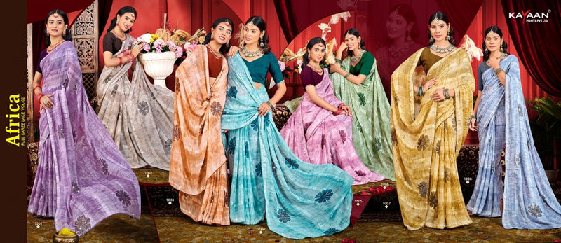 Kayaan Africa Vol-02 Simmar Chiffon Saree – 8 PCS Set – M.R. Saree Emporium