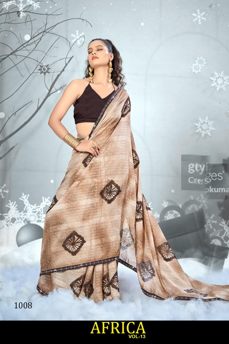 Kayaan Africa Vol-13 Full Saree Lace – Georgette Fabric 8 Pcs Set Wholesale -M.R. Saree Emporium