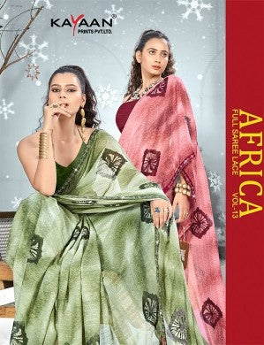 Kayaan Africa Vol-13 Full Saree Lace – Georgette Fabric 8 Pcs Set Wholesale -M.R. Saree Emporium