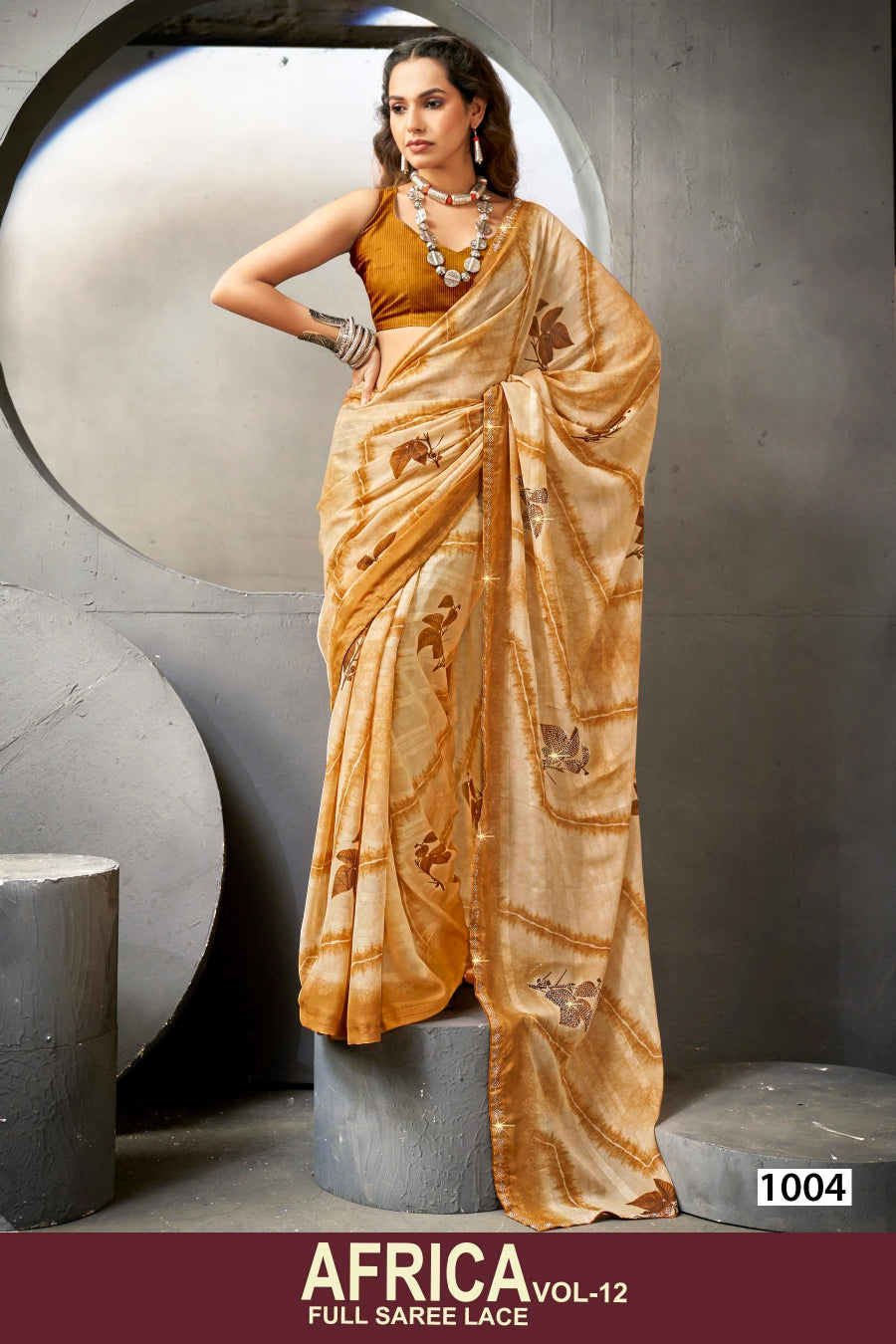 Kayaan Africa Vol-12 Full Saree Lace – Georgette Fabric 8 Pcs Set Wholesale -M.R. Saree Emporium