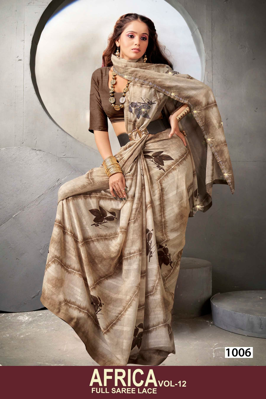 Kayaan Africa Vol-12 Full Saree Lace – Georgette Fabric 8 Pcs Set Wholesale -M.R. Saree Emporium