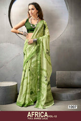 Kayaan Africa Vol-12 Full Saree Lace – Georgette Fabric 8 Pcs Set Wholesale -M.R. Saree Emporium