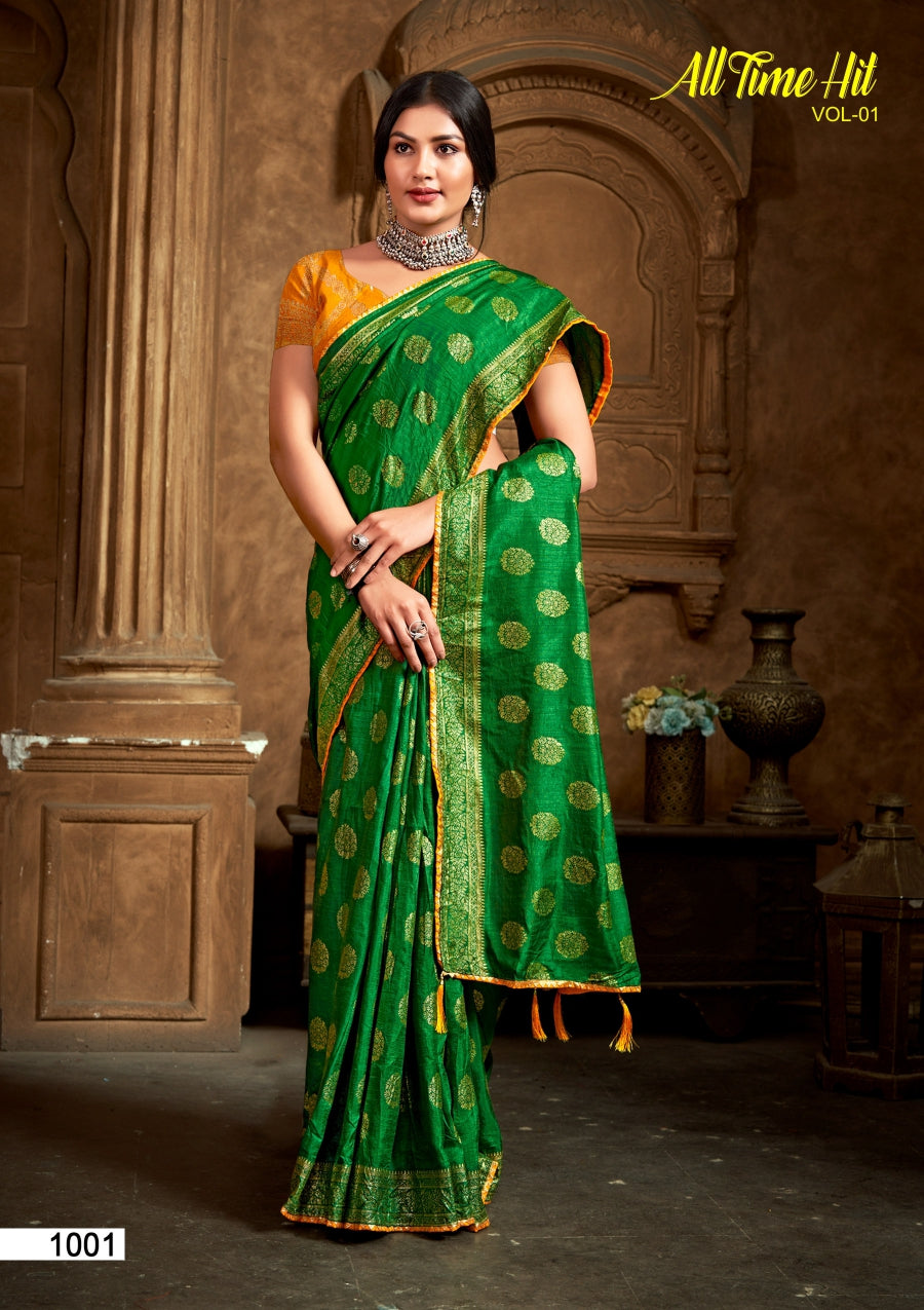 Kayaan All Time Hit Vol-01 Vichitra Silk Printed Saree 8 Pcs Set– M.R. Saree Emporiumum