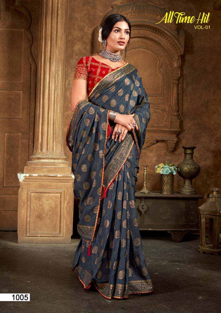 Kayaan All Time Hit Vol-01 Vichitra Silk Printed Saree 8 Pcs Set– M.R. Saree Emporiumum