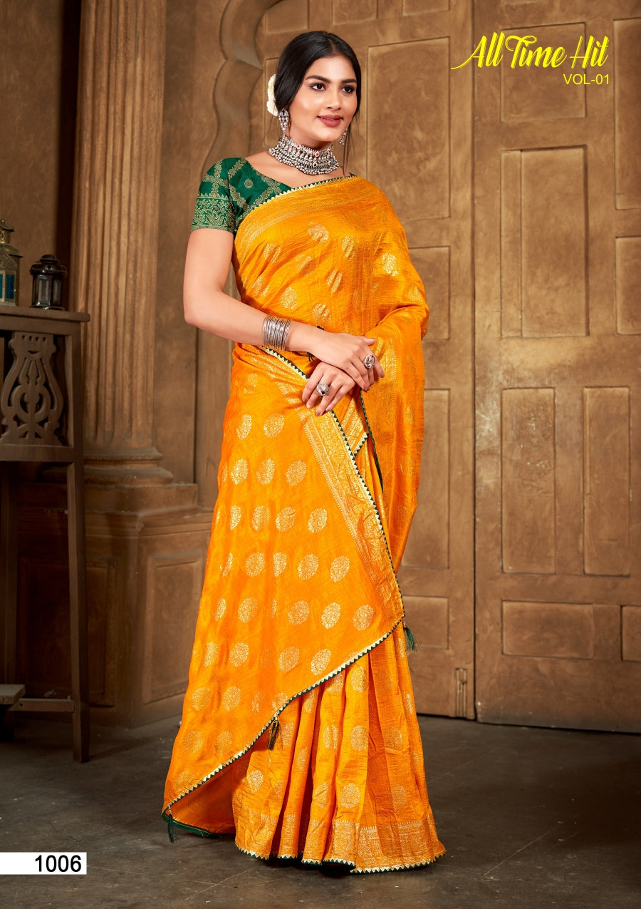 Kayaan All Time Hit Vol-01 Vichitra Silk Printed Saree 8 Pcs Set– M.R. Saree Emporiumum