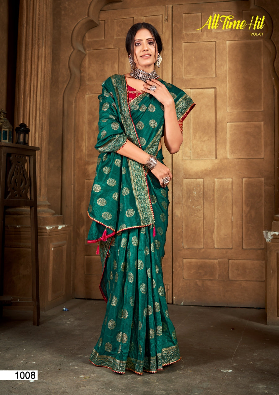 Kayaan All Time Hit Vol-01 Vichitra Silk Printed Saree 8 Pcs Set– M.R. Saree Emporiumum