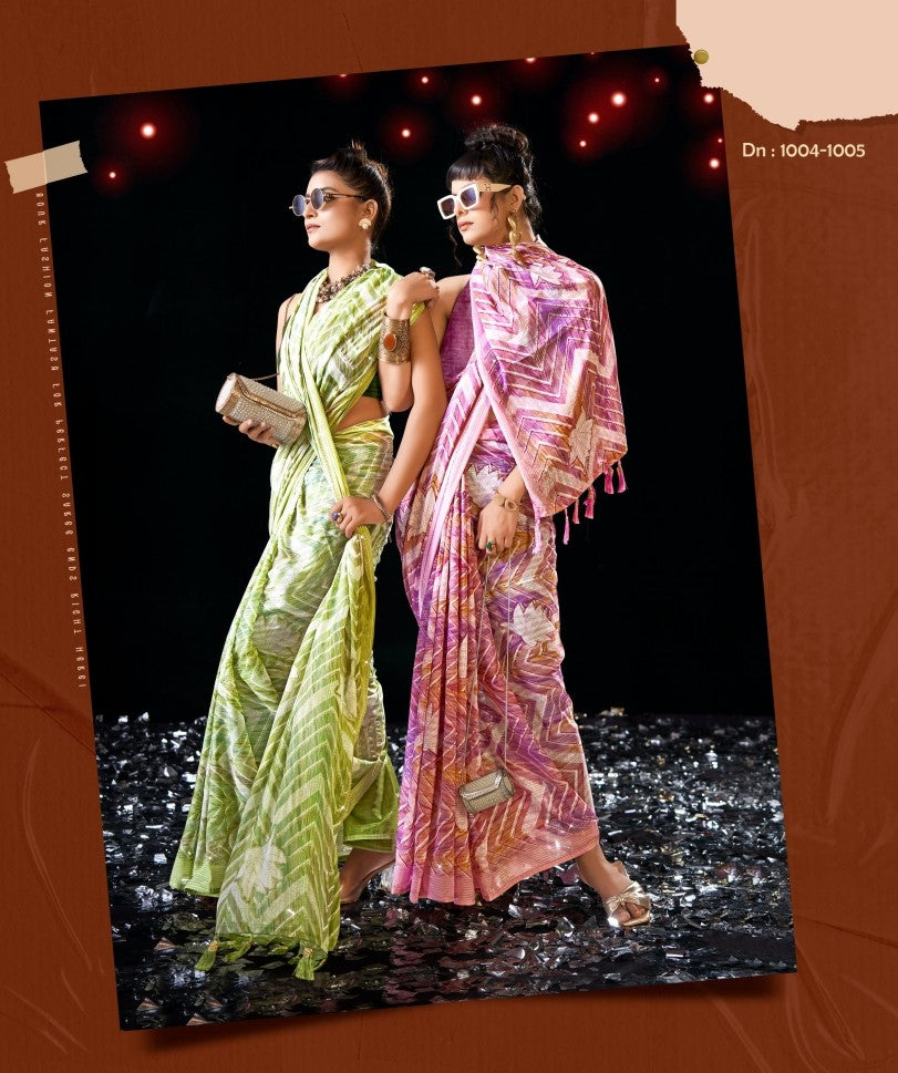 Kayaan Ayushi Vol-01 Printed Simmar Chiffon Saree (8 Pcs Set) – M.R. Saree Emporium