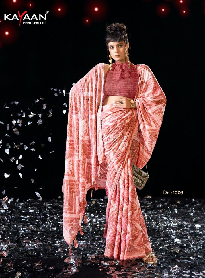 Kayaan Ayushi Vol-01 Printed Simmar Chiffon Saree (8 Pcs Set) – M.R. Saree Emporium