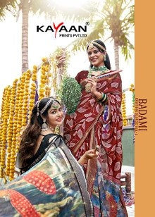 Kayaan Badami Running Blouse Vol-01 Moss Georgette Saree – 8 PCS Set – M.R. Saree Emporium