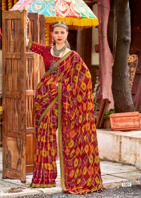Kayaan Chand Baliya Vol-1 Brasso Print Saree with Lace M.R. Saree Emporium