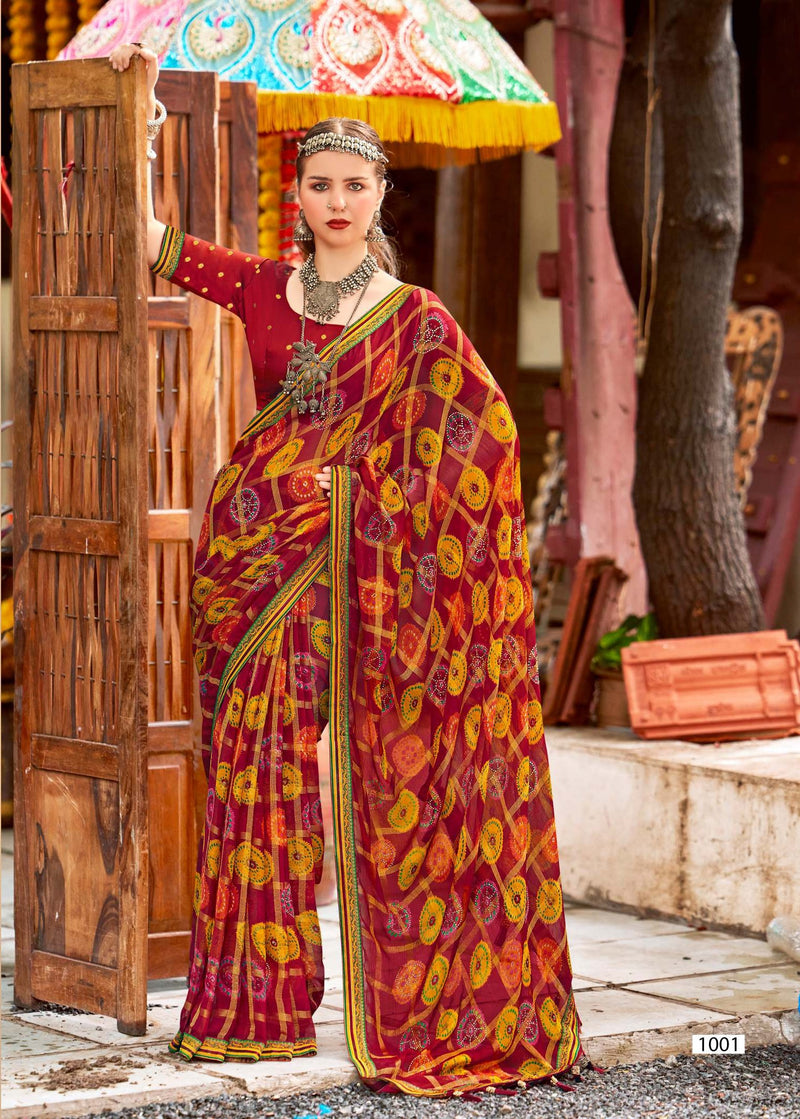 Kayaan Chand Baliya Vol-1 Brasso Print Saree with Lace M.R. Saree Emporium