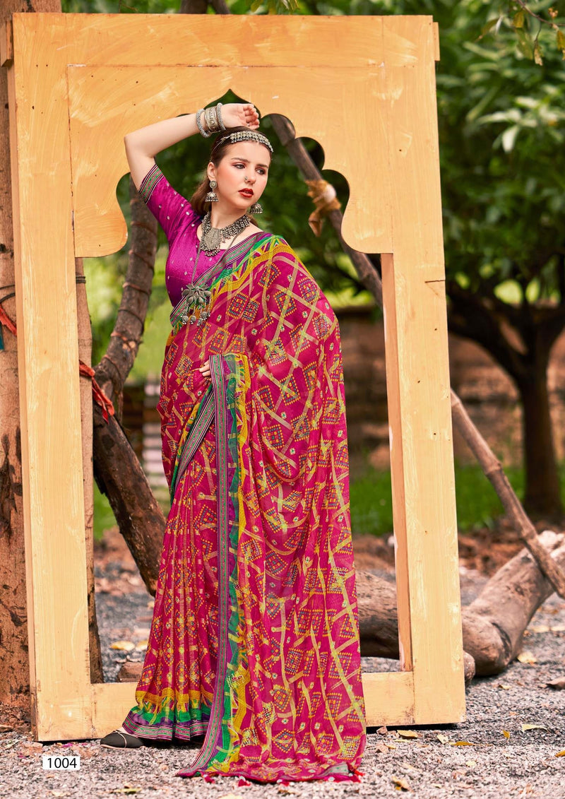 Kayaan Chand Baliya Vol-1 Brasso Print Saree with Lace M.R. Saree Emporium