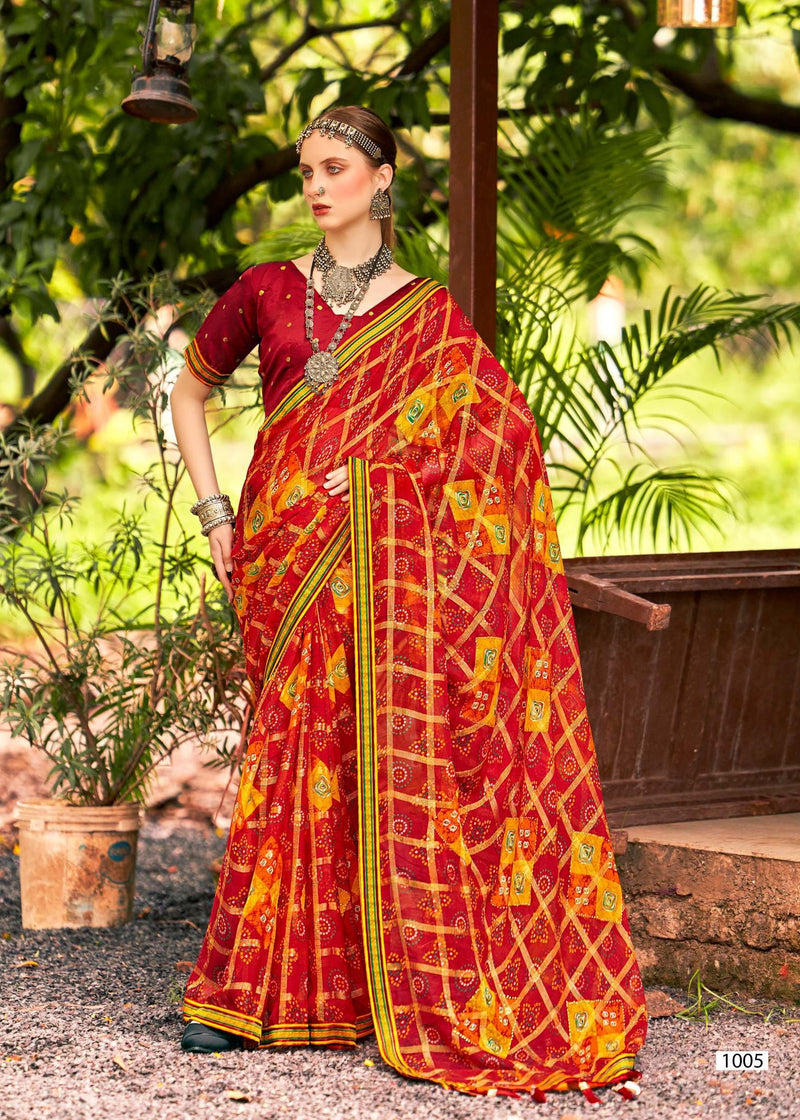 Kayaan Chand Baliya Vol-1 Brasso Print Saree with Lace M.R. Saree Emporium