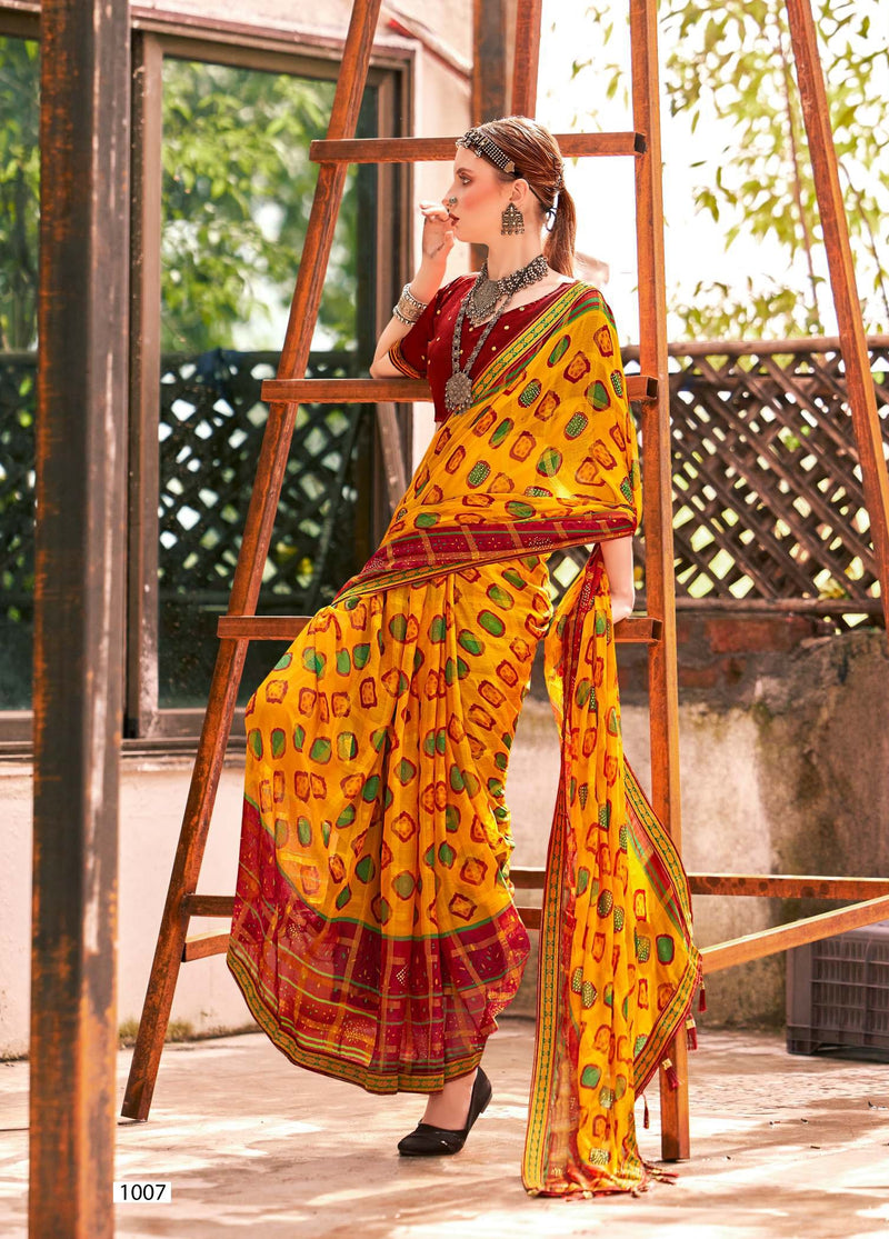 Kayaan Chand Baliya Vol-1 Brasso Print Saree with Lace M.R. Saree Emporium
