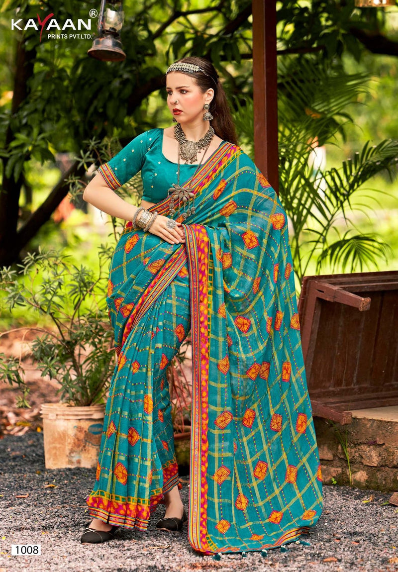 Kayaan Chand Baliya Vol-1 Brasso Print Saree with Lace M.R. Saree Emporium