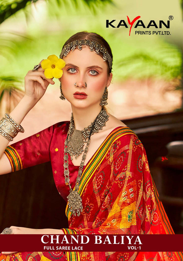 Kayaan Chand Baliya Vol-1 Brasso Print Saree with Lace M.R. Saree Emporium