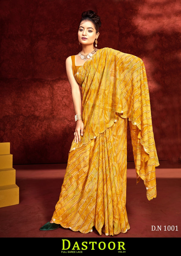 Kayaan Dastoor Vol-01 Chiffon Saree – 8 PCS Set – M.R. Saree Emporium