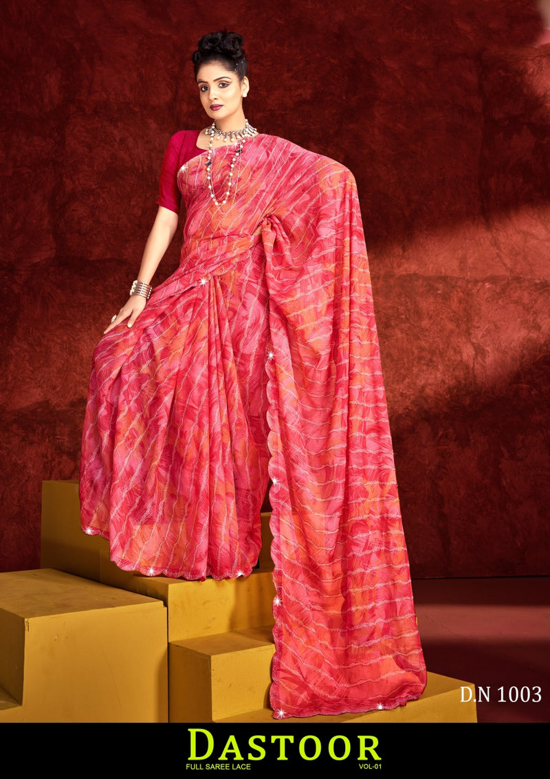 Kayaan Dastoor Vol-01 Chiffon Saree – 8 PCS Set – M.R. Saree Emporium