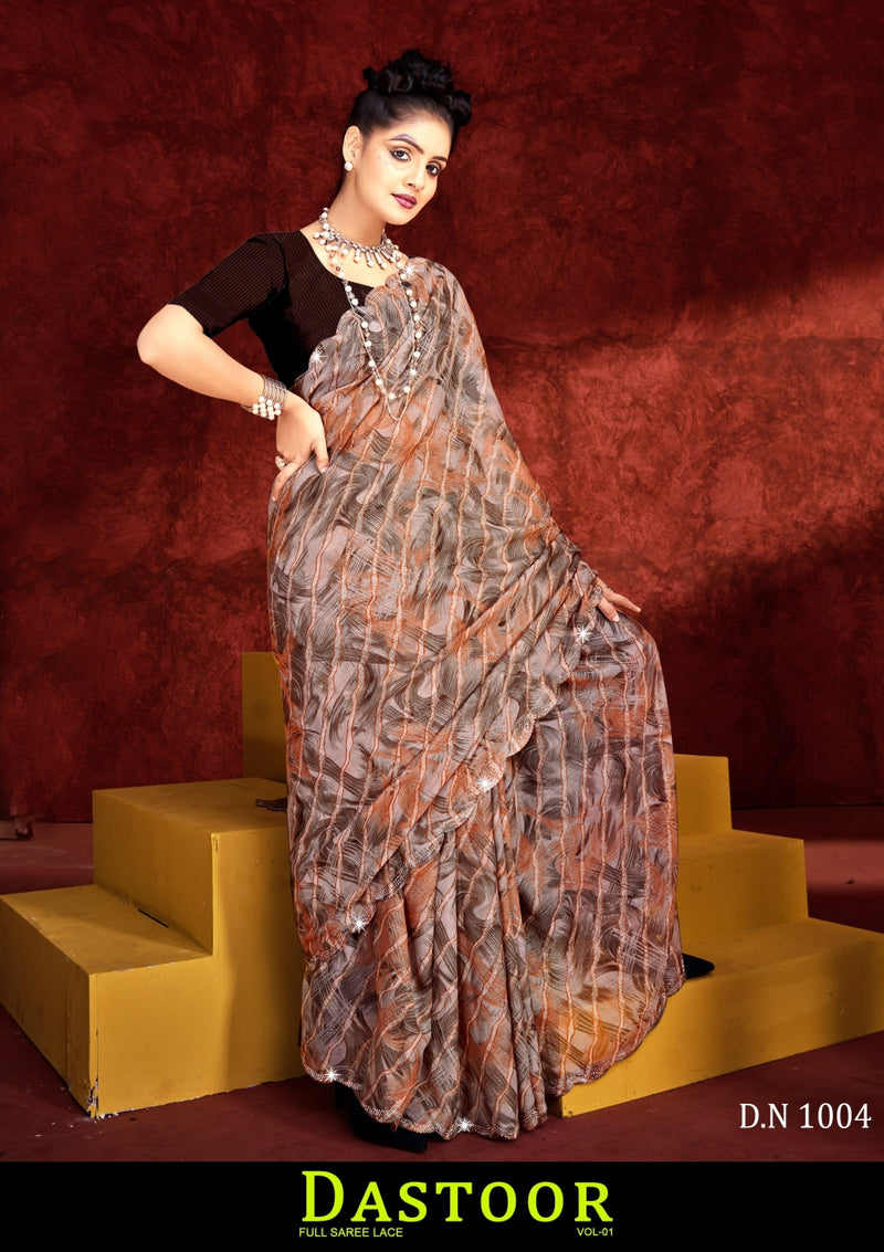 Kayaan Dastoor Vol-01 Chiffon Saree – 8 PCS Set – M.R. Saree Emporium