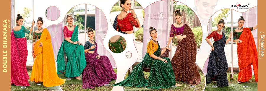 Kayaan Dastoor Vol-01 Chiffon Saree – 8 PCS Set – M.R. Saree Emporium