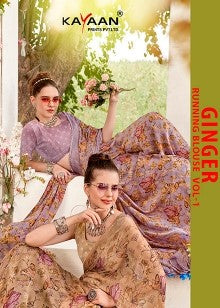 Kayaan Ginger Vol-01 Moss Chiffon Saree – 8 PCS Set – M.R. Saree Emporium