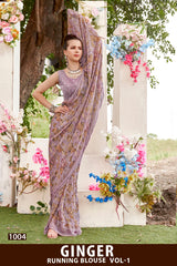 Kayaan Ginger Vol-01 Moss Chiffon Saree – 8 PCS Set – M.R. Saree Emporium