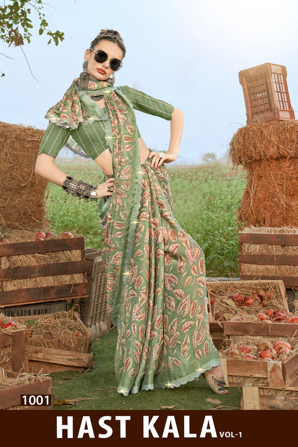 Kayaan Hastkala Vol-01 Moss Chiffon Fancy Saree | M.R. Saree Emporium