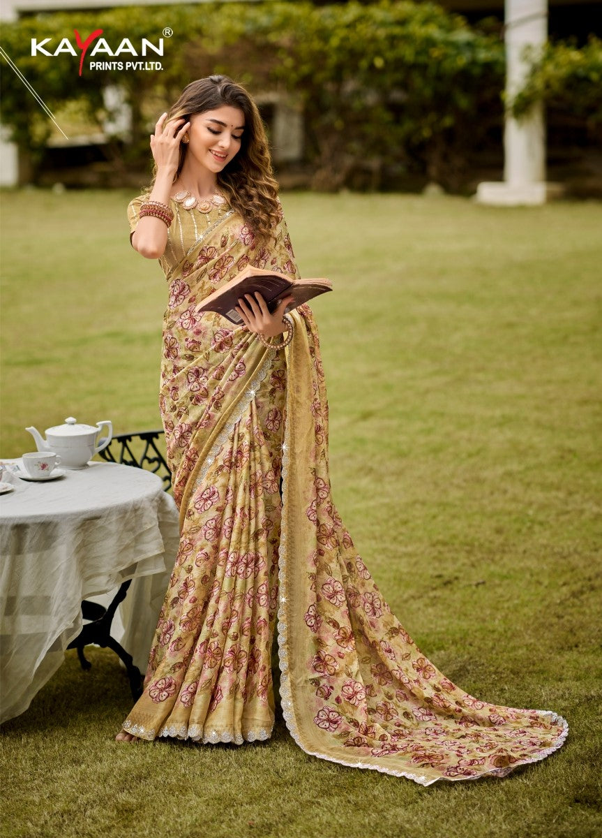 Kayaan Hastkala Vol-3 Moss Chiffon Fancy Saree | M.R. Saree Emporium