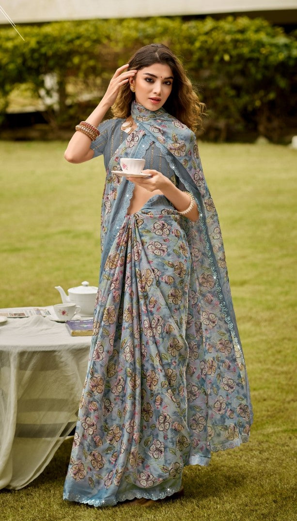 Kayaan Hastkala Vol-3 Moss Chiffon Fancy Saree | M.R. Saree Emporium