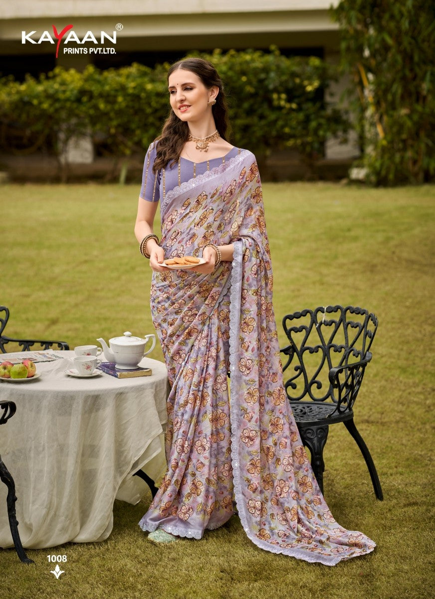 Kayaan Hastkala Vol-3 Moss Chiffon Fancy Saree | M.R. Saree Emporium