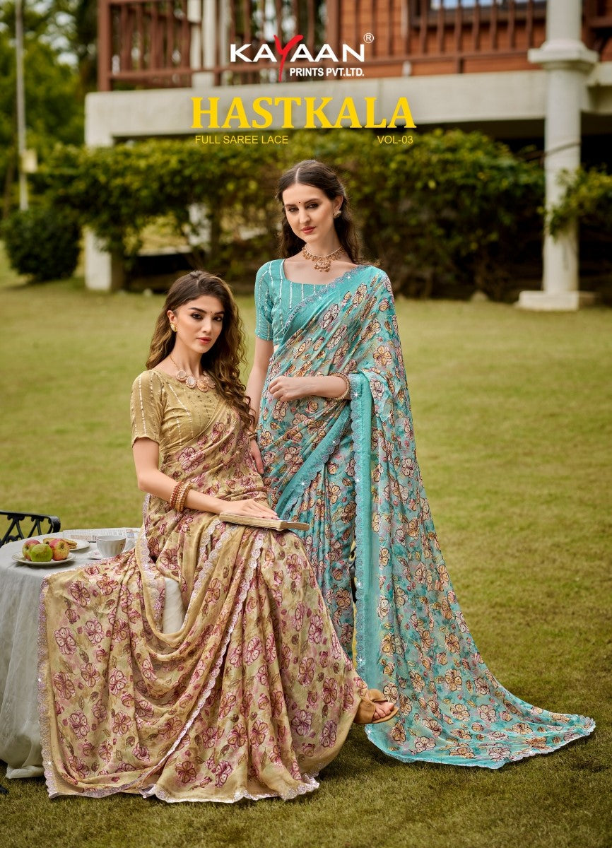 Kayaan Hastkala Vol-3 Moss Chiffon Fancy Saree | M.R. Saree Emporium