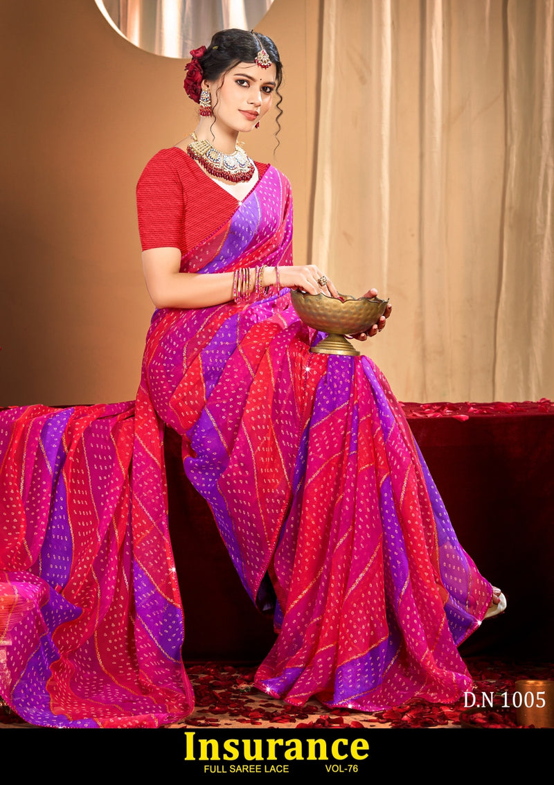 Kayaan Insurance Vol-76 Chiffon Saree – 8 PCS Set – M.R. Saree Emporium