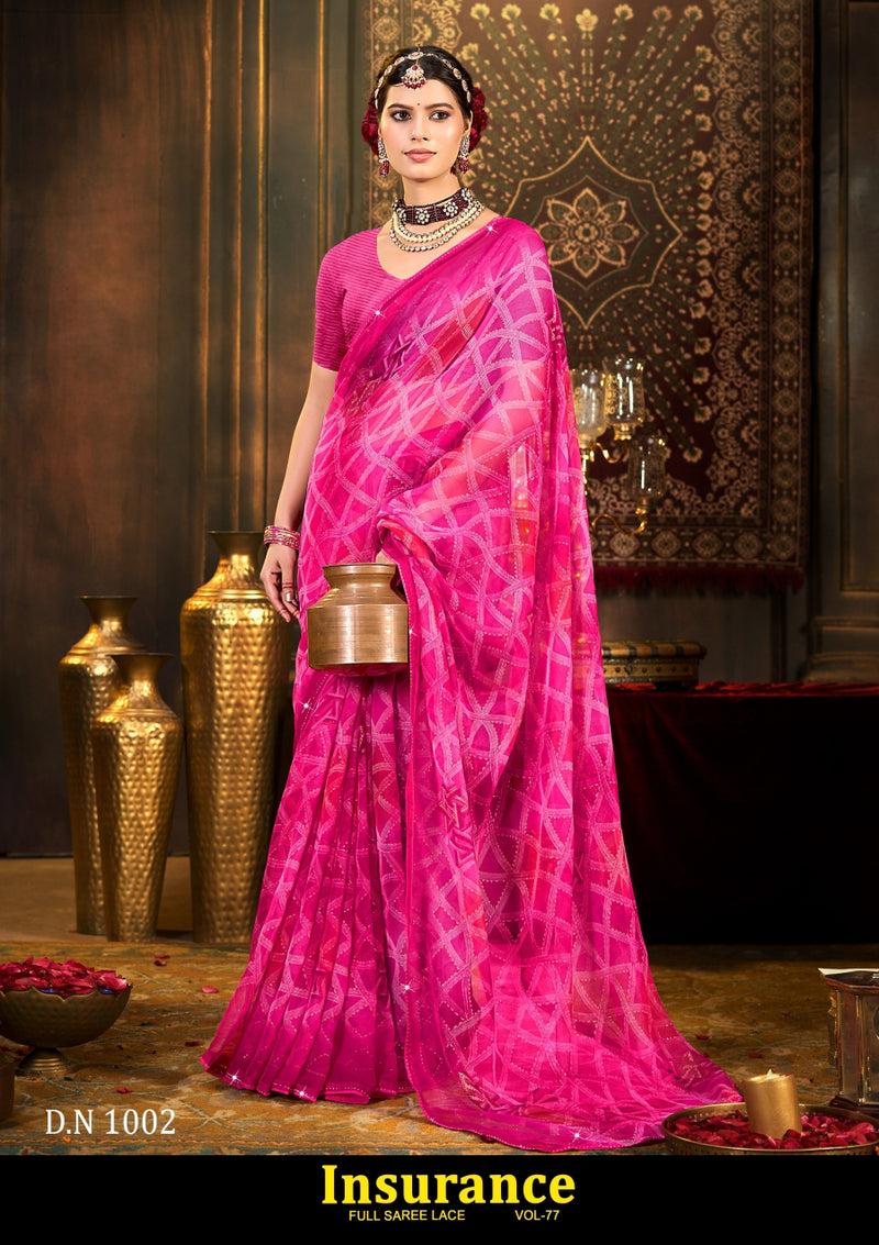 Kayaan Insurance Vol-77 Chiffon Saree – 8 PCS Set – M.R. Saree Emporium
