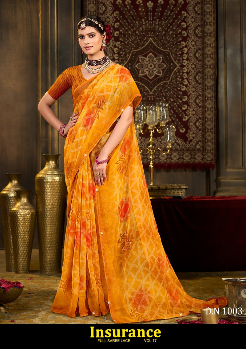 Kayaan Insurance Vol-77 Chiffon Saree – 8 PCS Set – M.R. Saree Emporium