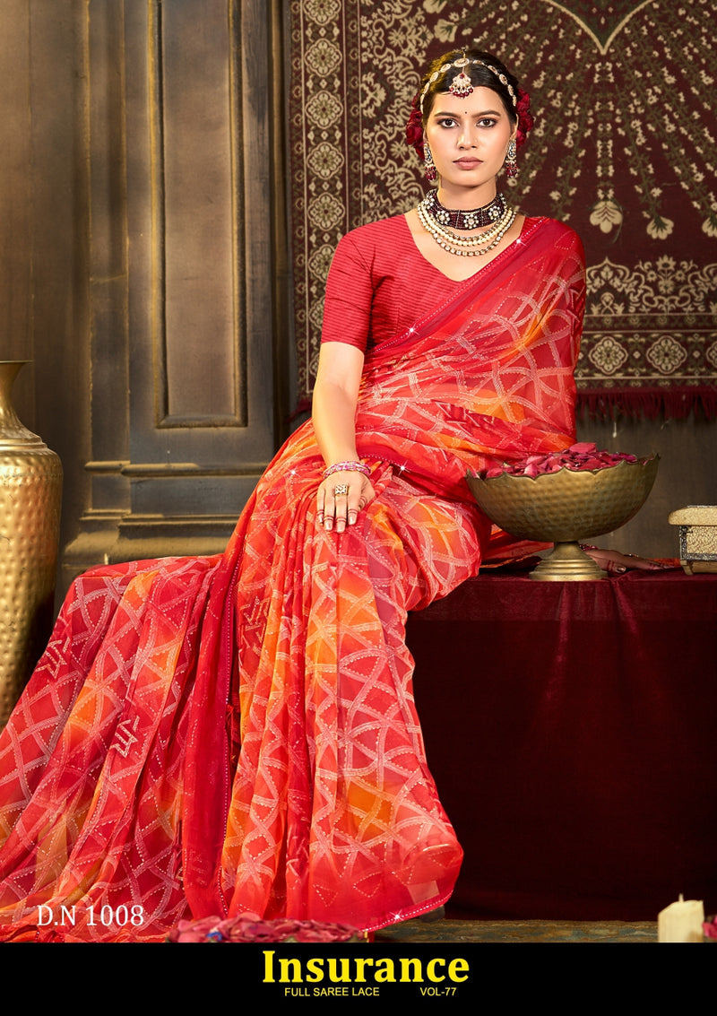 Kayaan Insurance Vol-77 Chiffon Saree – 8 PCS Set – M.R. Saree Emporium