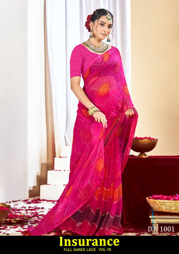 Kayaan Insurance Vol-78 Chiffon Saree – 8 PCS Set – M.R. Saree Emporium