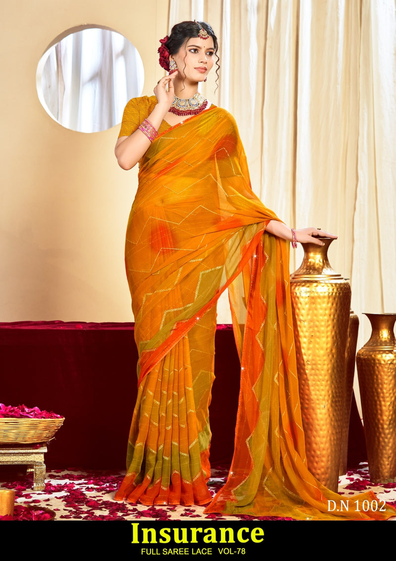 Kayaan Insurance Vol-78 Chiffon Saree – 8 PCS Set – M.R. Saree Emporium