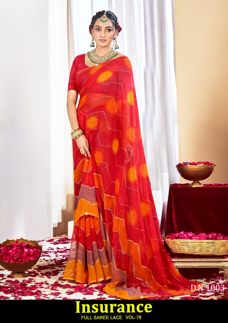 Kayaan Insurance Vol-78 Chiffon Saree – 8 PCS Set – M.R. Saree Emporium