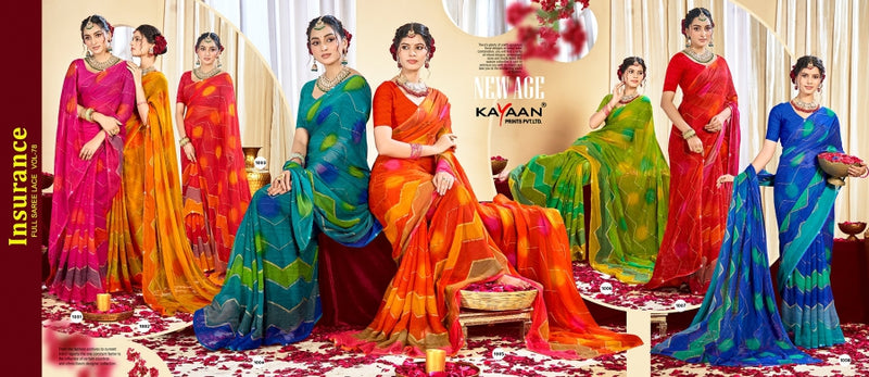 Kayaan Insurance Vol-78 Chiffon Saree – 8 PCS Set – M.R. Saree Emporium